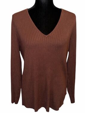 ADDITION ELLE Ribbed Knit Sweater w Criss cross Time on Back